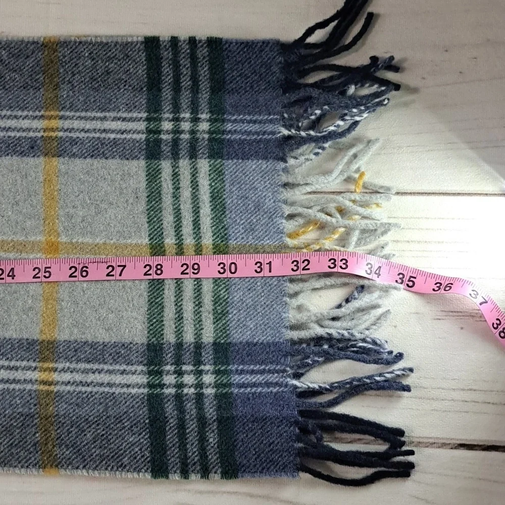 Italian Woolen Treasures Plaid Wool  Made In Italy Scarf with Fringe